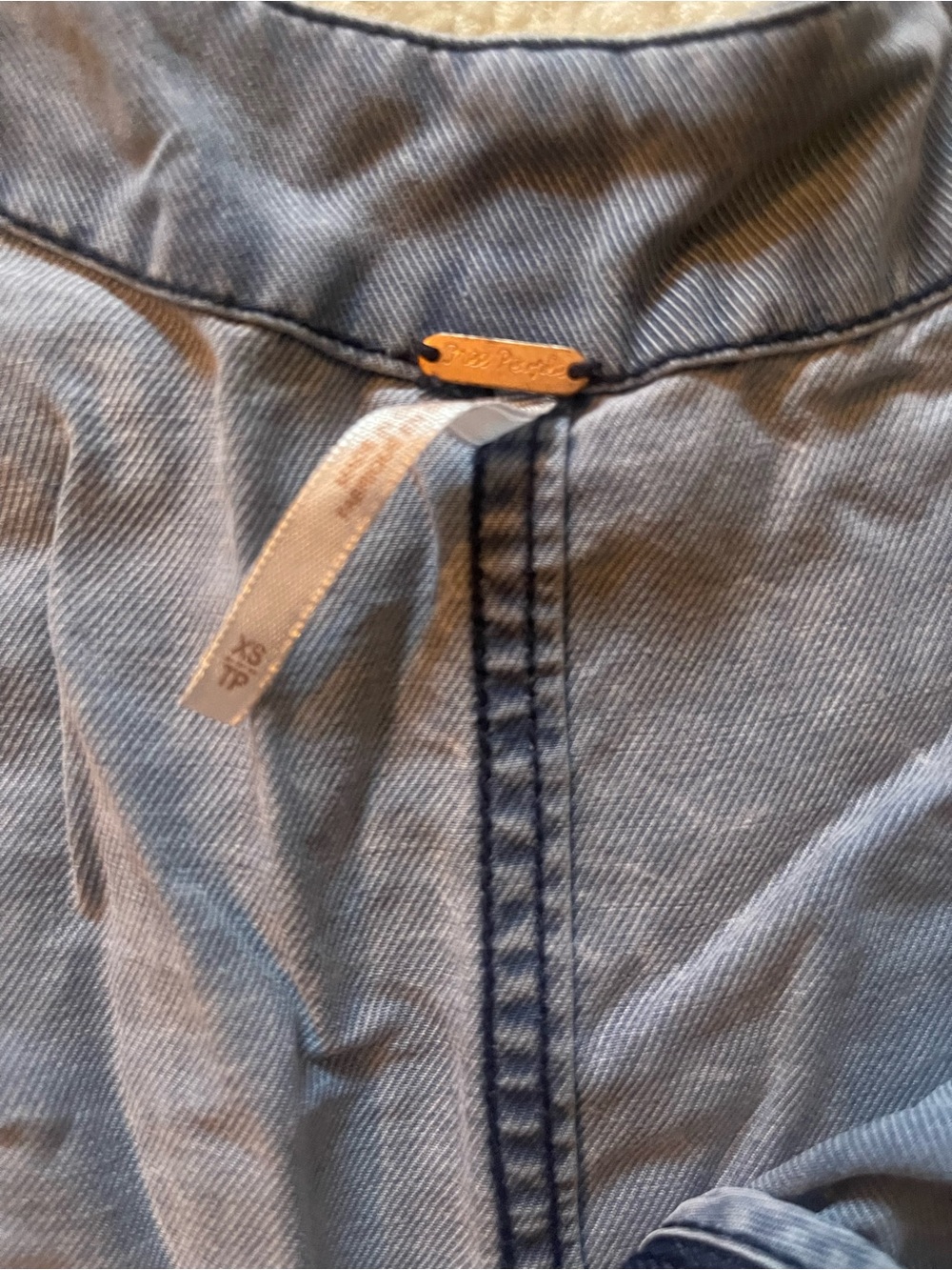 Free People Light Blue Washed Zip-Up Romper - Picture 3 of 3